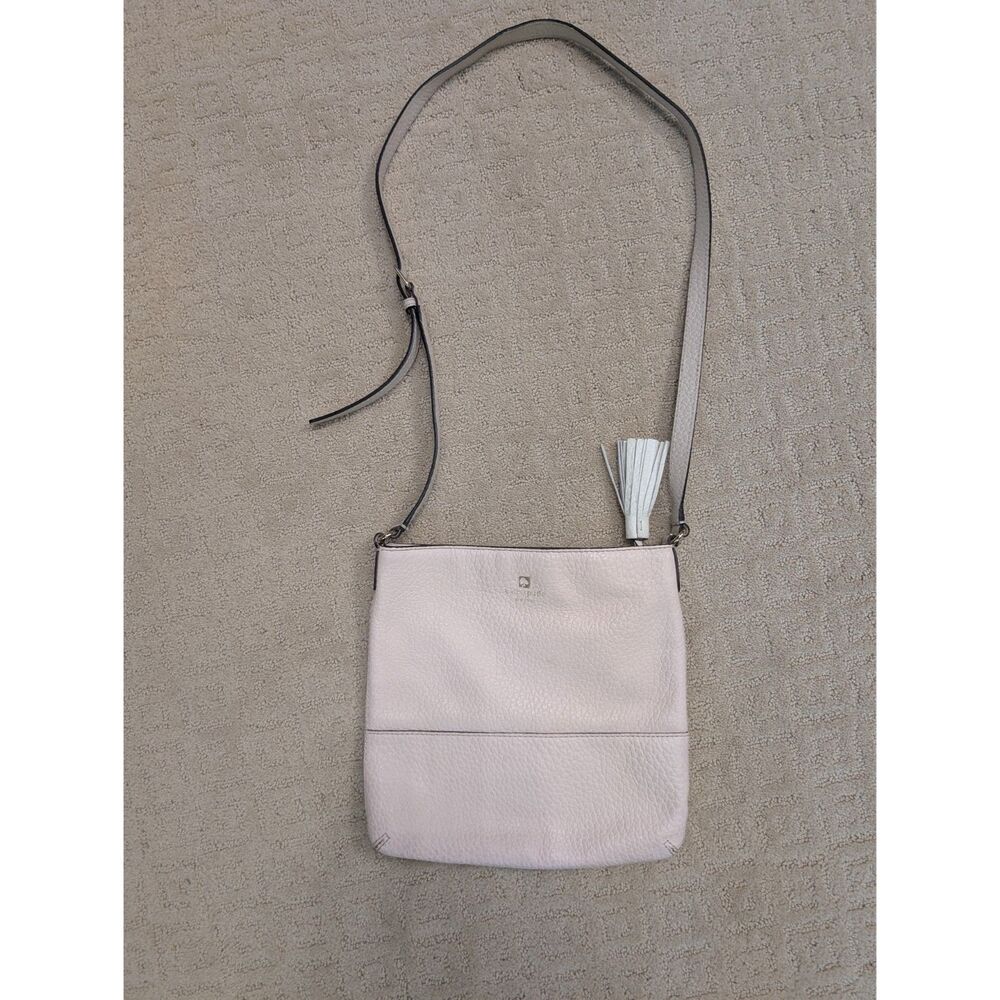 Kate Spade Crossbody Purse Light Pink Pebbled Leather with White Tassel